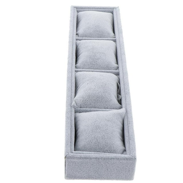 Vitrina de 3 compartimentos para guardar pulseras, relojes y joyas, color gris, como se describe