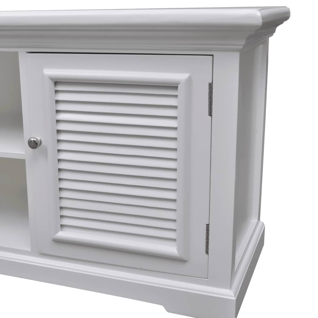Kepooman Modern Farmhouse Sliding Grooved Door TV Stand for Living Room, White Kepooman Modern Farmhouse Sliding Grooved Door TV Stand for Living Room, White