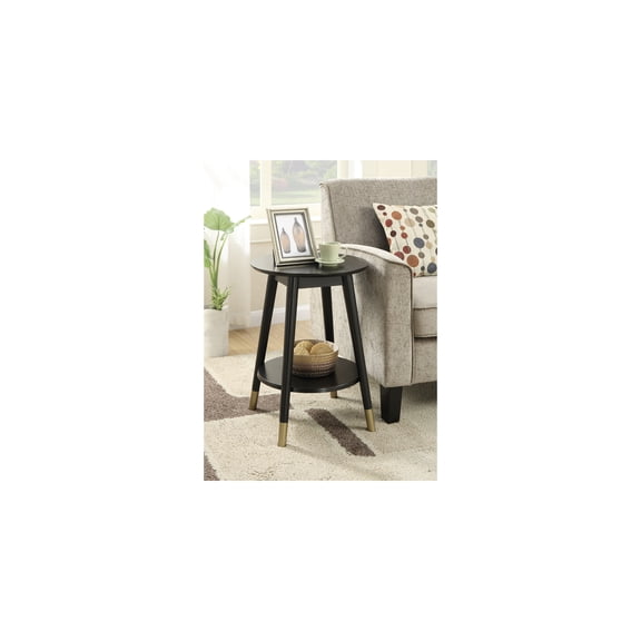 Round End Table - Mid Century Modern Accent Table with Shelf