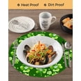 thumbnail image 3 of 15 Inch Round Placemats Set of 6, St. Patrick's Day Non Slip Heat Insulation PP Table Mats, Spring Shamrock Leaves Polka Dots Dark Green Washable Place Mats for Kitchen Dining Party Table Decor, 3 of 7