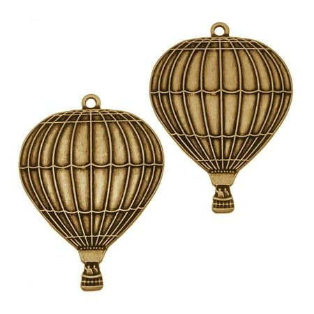 - Antiqued Brass Large Air Balloon Pendant Stamping 37x26mm (2)