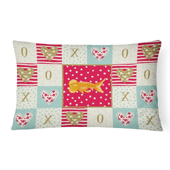 Carolines Treasures CK5470PW1216 Bubble Eyed Goldfish Love Canvas Fabric Decorative Pillow, Red, 12H x16W, multicolor