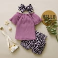 thumbnail image 3 of Baby Boys Girls Gifts 3Pcs Baby Girls Infant Clothing Set Tops Leopard Shorts Outfits Headbands Set Going Out Outfits for Girls, 3 of 9