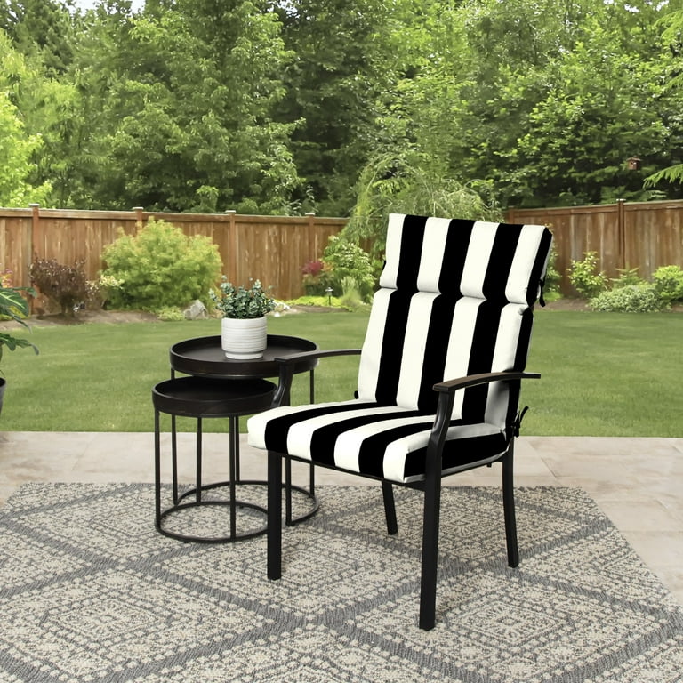 Black Villa Stripe Chair Cushion by World Market