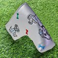 thumbnail image 1 of Cubierta De Cabeza De Golf Funda de cabeza de golf de cuero PU Piezas de repuesto de golf de dibujos animados en forma de L (perro plateado), 1 of 8