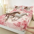 thumbnail image 3 of Manfei Galloping Horse 4-Piece Full Size Sheets,Pink Sakura Bed Sheets,Floral Animal Lightweight Sheet Sets,Ultra Soft Flower Bedroom Decorative, 3 of 7