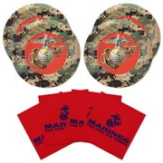 U.S. Marines Party CORNET for 16 Guests! Includes 16 Plates and Luncheon Napkins with The Licensed U.S. Marine Corps Camo, Logo & Emblem. for Retirement, Birthday or Honoring Events. by Havercamp