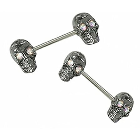 Body Accentz Nipple Shield Rings barbell barbells sold as a pair 14 gauge Skulls [Jewelry]