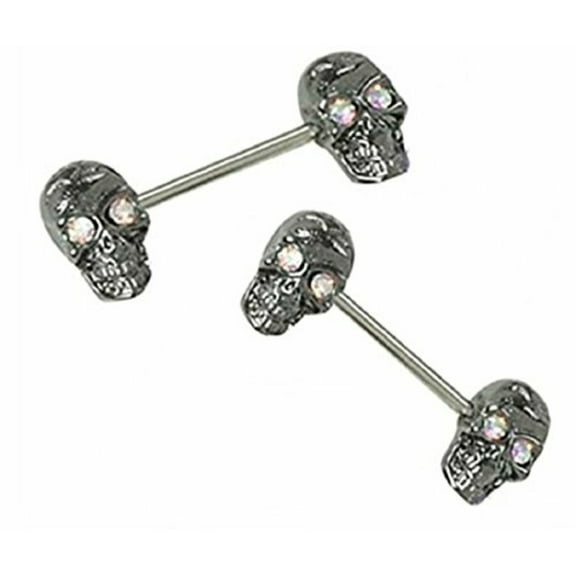 Body Accentz Nipple Shield Rings barbell barbells sold as a pair 14 gauge Skulls [Jewelry]