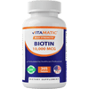 Vitamatic Biotin 10,000 mcg for Stronger Hair, Skin & Nails - 365 Vegan Tablets- Also Called Vitamin B7