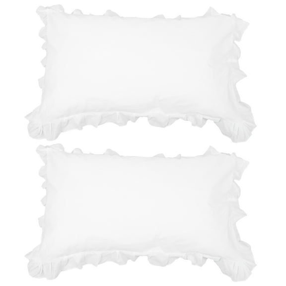 Kitandove Cotton Pillow Case White Ruffled Lace Trimmed Bedding Protector 1 Pair 32.5X22.2X0.1in