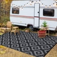 thumbnail image 5 of Waterproof Outdoor Rug Reversible, Lightweight Patio Carpet for Deck, Camping & Balcony - Black & Gray with Storage Bag", 5 of 10