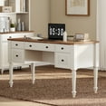 thumbnail image 7 of Farmhouse Executive Desk with Drawers, Charging Function, File Drawer, for Home Office, Work, Study Room, Oak, 7 of 7