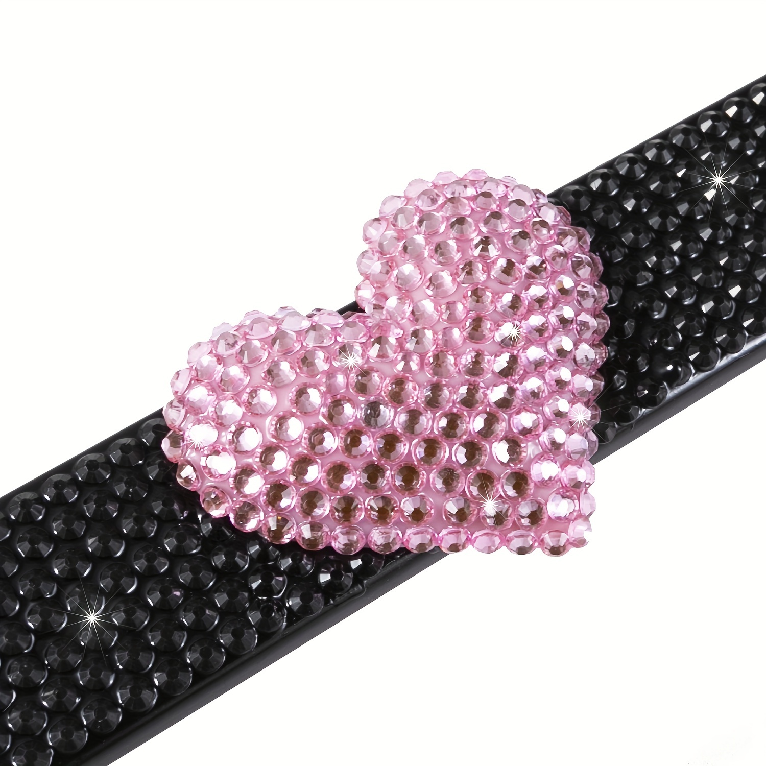 2pcs Pink Heart Design Crystal License Plate Frames,Bling License Plate Covers,Rhinestone License Plate Holder For Women