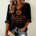 thumbnail image 2 of Women's Salem Broom Company Printed T-Shirt Salem Halloween Witch Tshirt, Vintage Salem Broom Company Shirt Funny Halloween Witch Tshirt Black 4XL, 2 of 4