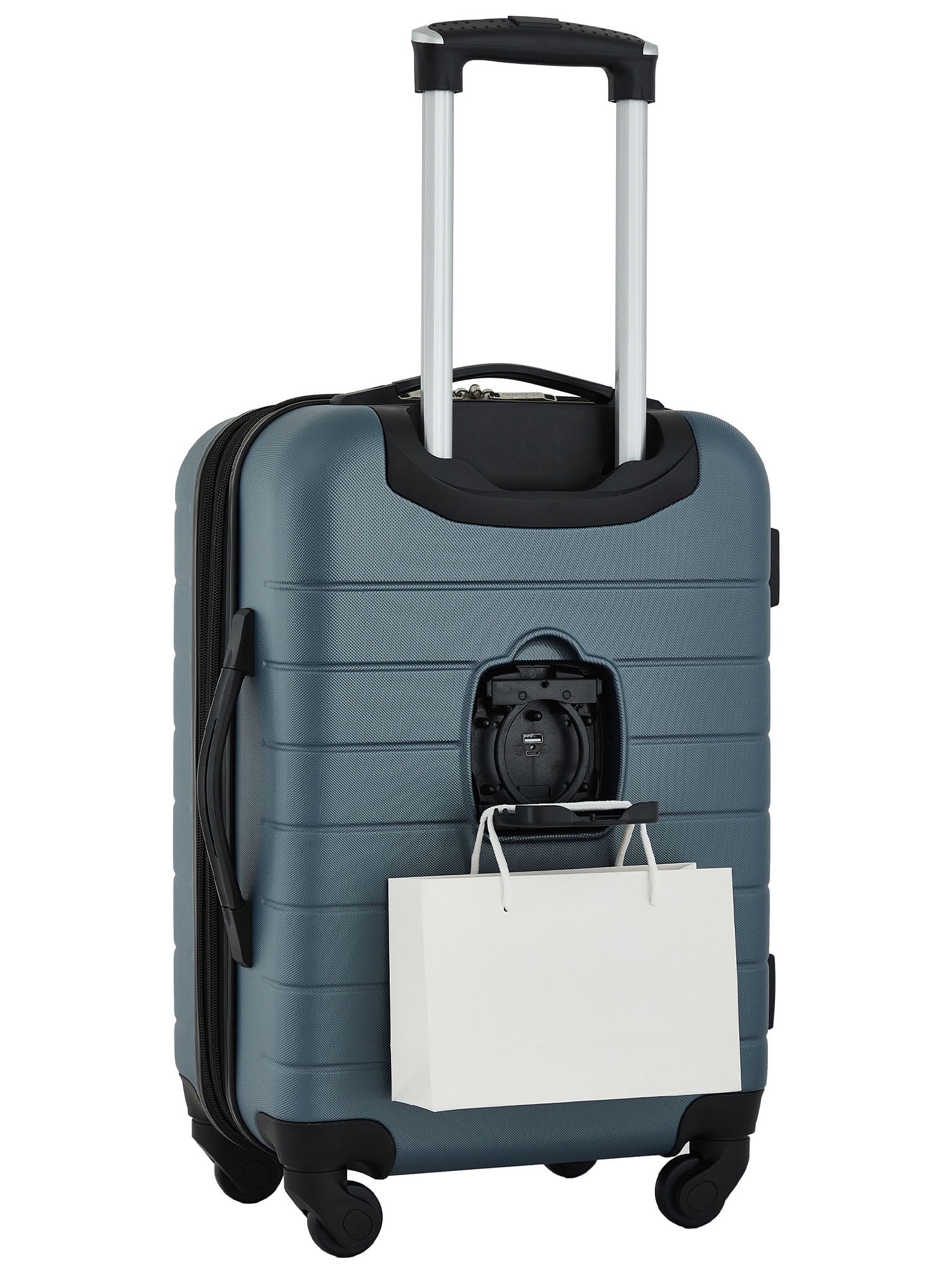 Wrangler 2-Piece Expandable Rolling Hard Side Spinner Carry-on Set with Patented 4-in1 Cup Holder, Indian Teal