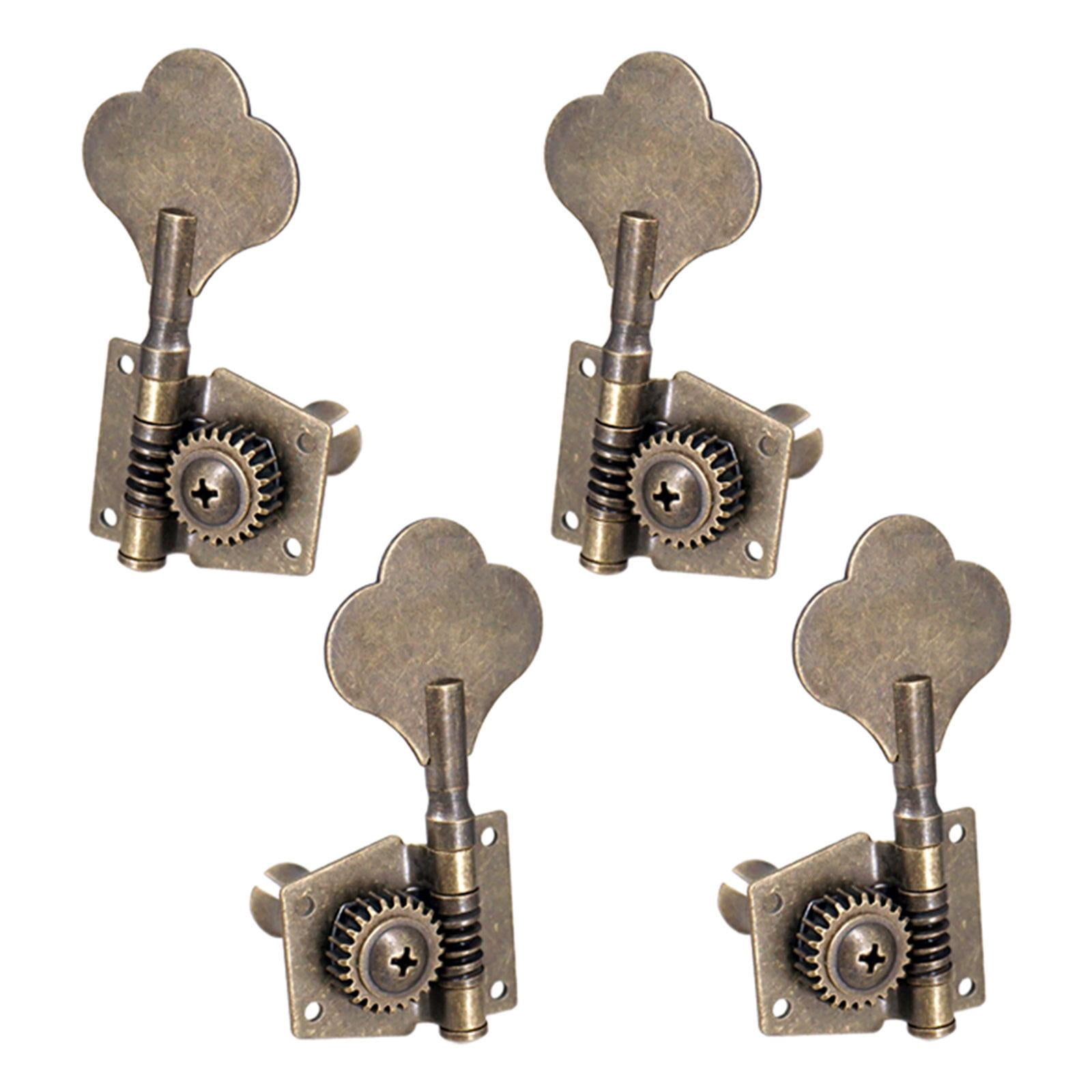 LeeQinersw 4 Open Bass Tuning Pegs Electric Bass Tuning Pegs Machine Heads Knobs Metal Bass 2L2R Bronze