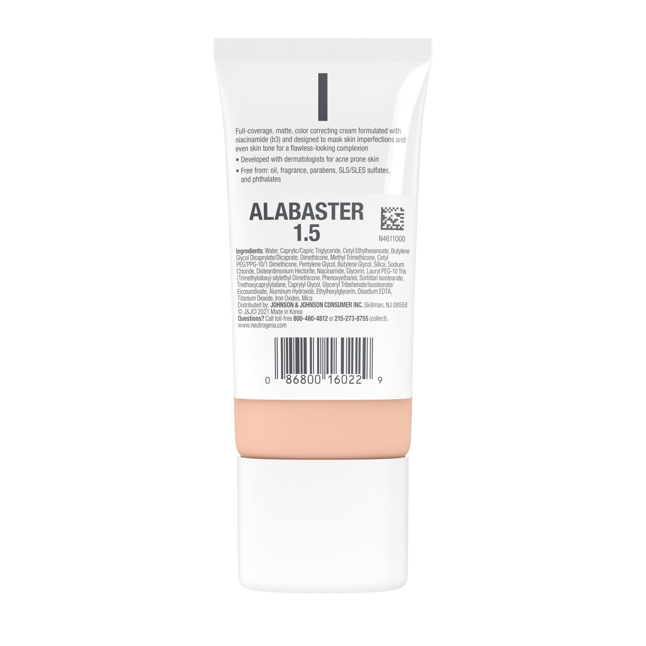 Neutrogena Clear Coverage Flawless Matte CC Cream, Alabaster, 1 oz