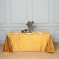 BalsaCircle 90" x 132" Gold Rectangular Premium Velvet Tablecloth Table Linens