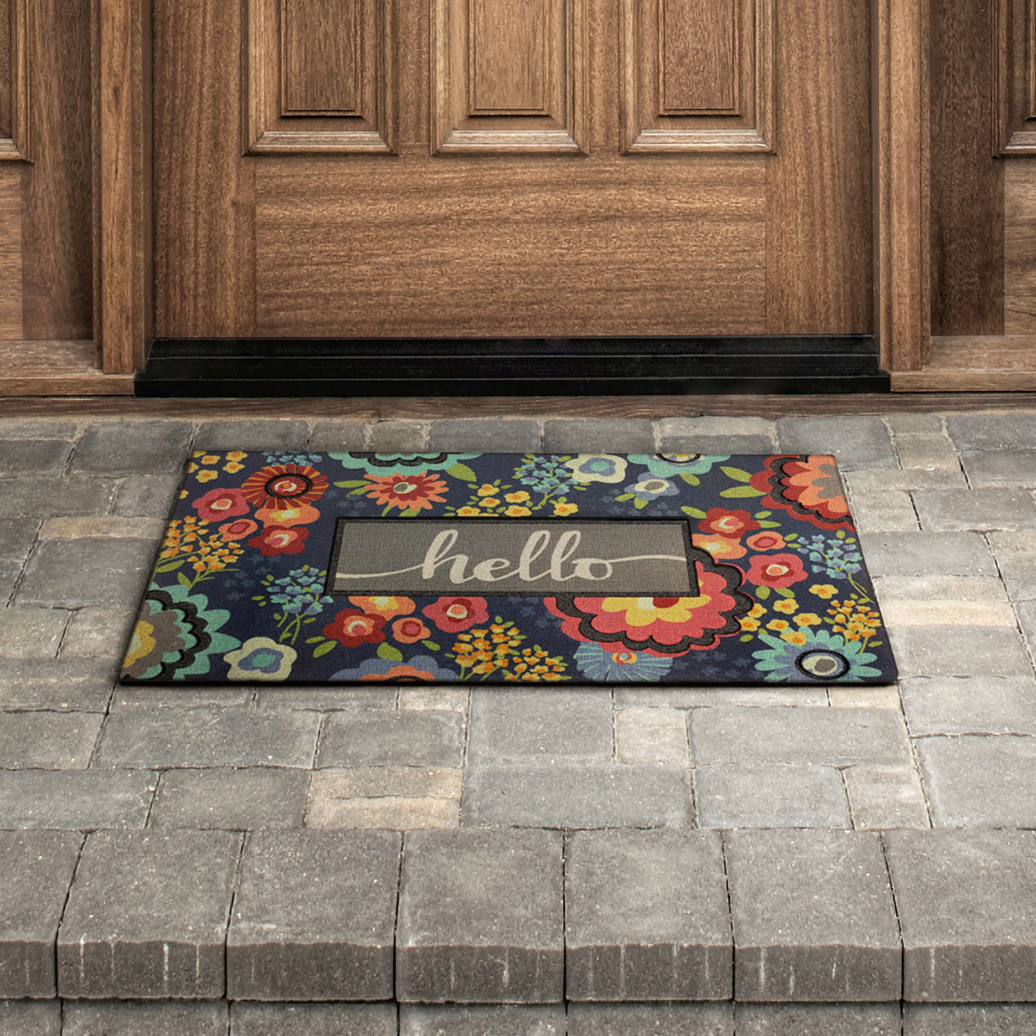 Mohawk Home Hello Garden Outdoor Polyester Door Mat, Multi, 1' 6" X 2' 6"