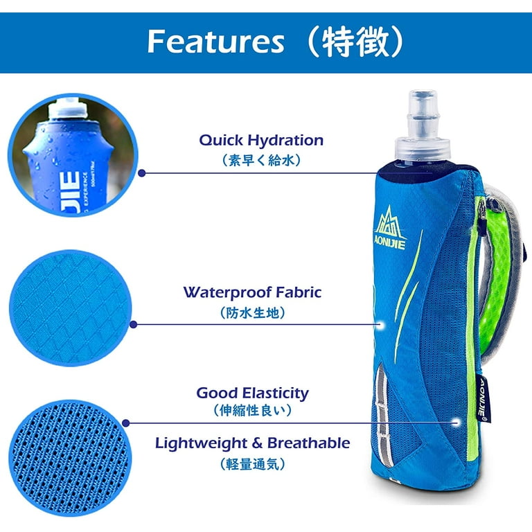 TRIWONDER Handheld Water Bottle for Running Quick Grip Chill 17 oz Handheld Soft Water Bottle with Hand Strap Hydration Pack BPA Sport Soft Flask