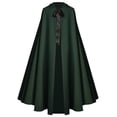 thumbnail image 2 of Rggeeun Adults Cape Solid Color Pleated Hooded Loose Front Tie Ankle Length Breathable Relaxed Fit for Halloween Evening Party Classic Capes,Green,S, 2 of 4