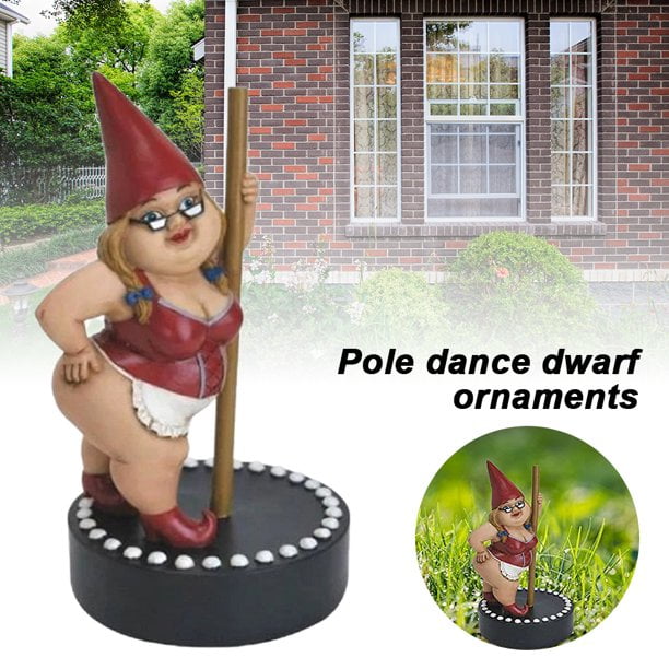 Creative Statue Patio Yard Lawn Spring Decorations Funny Outdoor Statue Gnome Figurine Resin Garden Gnome Statues Pole Dancing Gnome Statue