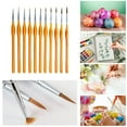 thumbnail image 2 of Hiroekza 11 PCS MINIATURE DETAIL PAINT BRUSH SET for Watercolor Gouache Acrylic - Fine Three Sided Line Marker, Natural Wood Handle, Protective Caps - Art Painting, Miniature Models, Details, 2 of 5
