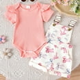 thumbnail image 5 of XZNPDUCQ Toddler Girls Summer Outfit Print Short Sleeve T-Shirt Top with Elastic Shorts Set Cute 2Pcs ClothesGirls Summer 2Pcs T Shorts Set Dailywear Pink，18-24 Months, 5 of 9