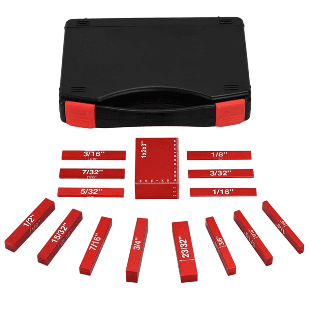 Blocs de Montage Ensemble de Jauges de Hauteur pour Menuiserie 15 Pcs de Barres de Montage, Accessoires de Table et Scie de Table Rouge