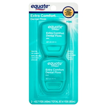 Equate Extra Comfort Mint Dental Floss, Shred-Resistant, 43.7 Yards, 2 Count