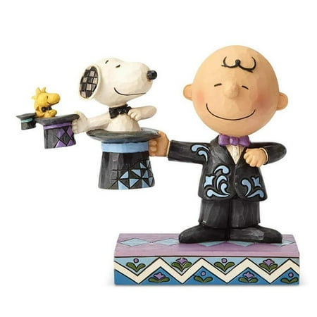 Peanuts Jim Shore Charlie Brown Snoopy & Woodstock Top Hat Magician Figurine #6001294