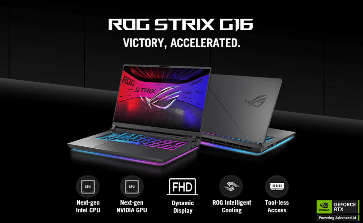 ASUS ROG Strix G16 (2026) Gaming Laptop, 16” 165Hz FHD+ Display, Intel Core Ultra 9 275HX, NVIDIA GeForce RTX 5080 (16GB GDDR7), 16GB DDR5, 1TB SSD, WiFi 7, Windows 11 Home,