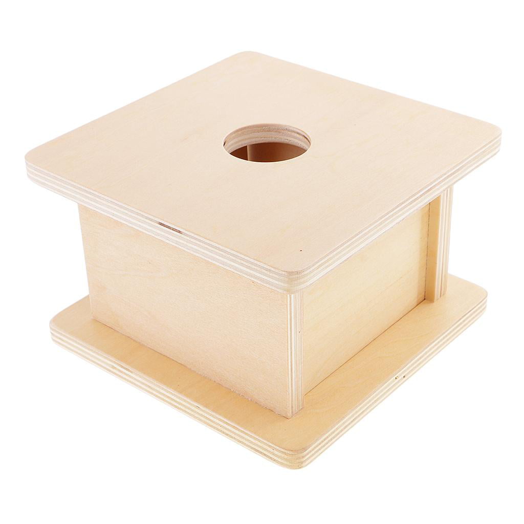 Montessori Wooden Toy Cylinder Target Putting Box Kids Early Learning Game 