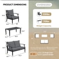 thumbnail image 2 of JOYURE 4 pieces Patio Furniture Set w/loveseat,Coffe Table,Outdoor Conversation Metal Sofa with High Back and Thick Cushion,for Backyard,Garden,Grey, 2 of 8