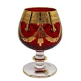 thumbnail image 2 of Interglass - Italy, Red Crystal Cognac Snifters Goblets, Vintage Design, 24K Gold Hand Decorated, 10 Oz, SET OF 2, 2 of 4
