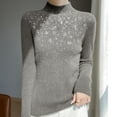 thumbnail image 2 of Arlun Women's Rhinestone Sweaters Cozy Turtleneck Slim Fit Long Sleeve Casual Pullovers 2025 Fall Winter Comfortable Soft Solid Color Base Layer Knitted Sweater Tops Grey XL, 2 of 3
