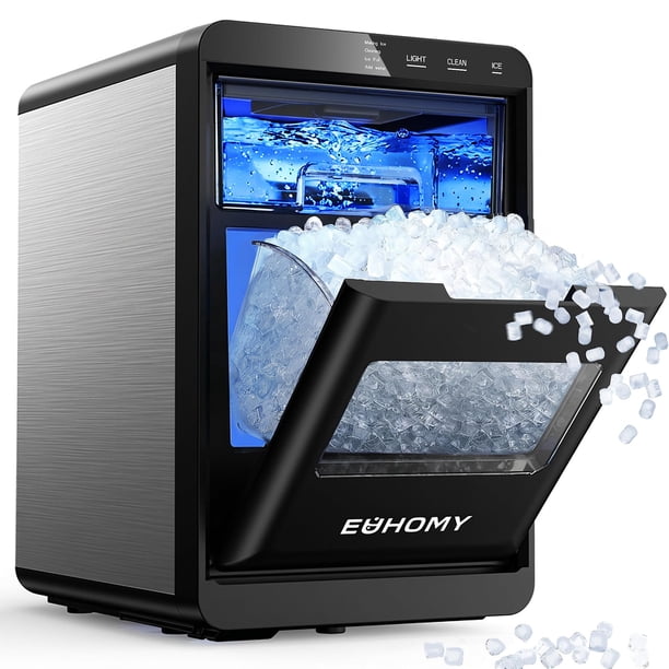 Máquina de Hielo de Nuggets EUHOMY de Encimera 18L 18 kg/24 h Autolimpiante