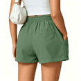 thumbnail image 4 of Women's Summer Casual Ruched Bubble Shorts Elastic High Waist Loose Fit Solid Beach Lounge Vacation Shorts L, 4 of 4
