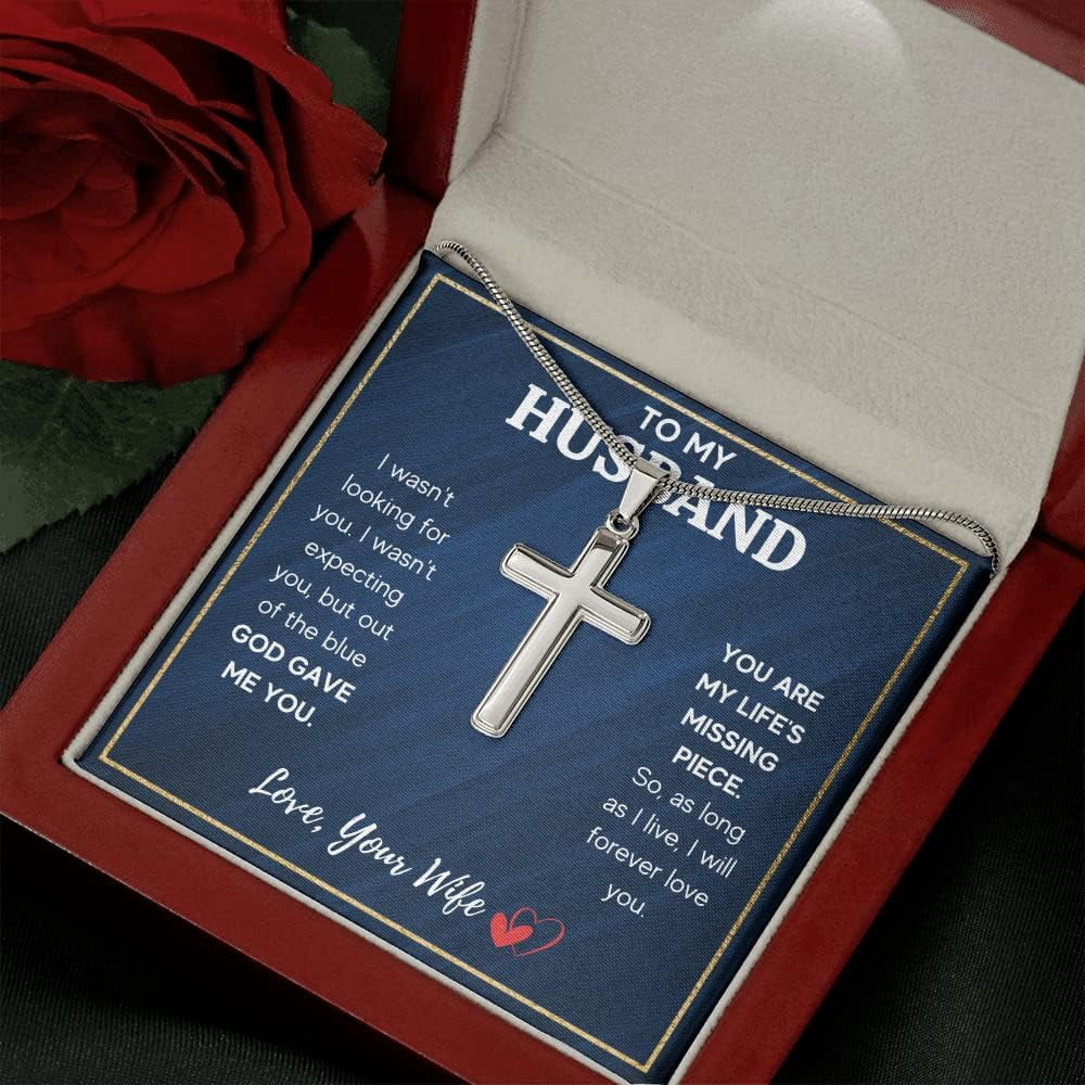 I Love You Gifts For Him Husband Boyfriend, To My Man Cross Necklace From Girlfriend Wife, Soulmate Sentimental Gift Ideas, Necklace Jewelry Chain Faith Cross Valentines Day Present For Men