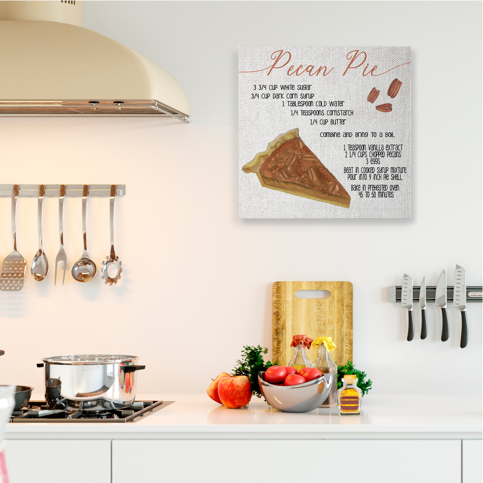 Stupell Industries Charming Pecan Pie Recipe Autumn Harvest Dessert Canvas Wall Art, 30 x 30, Design by Daphne Polselli