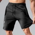 thumbnail image 2 of kosheko Mens Mid Rise Stretch Quick Dry Athletic Bottoms, Zipper Pockets Reflective Strip Breathable Workout Shorts Black L, 2 of 4