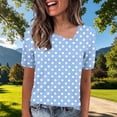 thumbnail image 2 of DeHolifer Women Summer T-Shirts Casual Printed Slanted Collar Short Sleeve Tee Tops Light Blue XL, 2 of 5