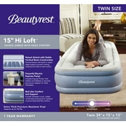 Beautyrest Hi Loft 15 Twin Size Air Mattress with External Pump - Blow up Air Bed