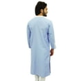 thumbnail image 5 of Atasi Men's Classic Blue Kurta Long Cotton Shirt Ethnic Casual Wear-Small, 5 of 7