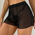 thumbnail image 2 of JIAYUE Women's Swimwear Cover-Ups Shorts Mesh See Through Above Knee Solid Color Beach Comfortable Bikini Wraps Swimwear Cover Up Bottoms, 2 of 8