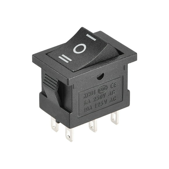 Unique Bargains Mini Boat Rocker Switch Black Toggle Switch for Boat Car Marine 6pins ON/OFF/ON AC 250V/6A 125V/10A, 1pcs
