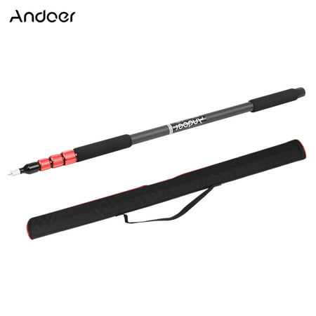 Andoer TP-3000C Professional Portable Carbon Fiber 4-Section Microphone Pole Max Length 300cm Handheld Sound Recording Grip Support Rod Flash Light Boom Microphone