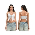 thumbnail image 2 of Rdhnmea Women Asymmetric Hem Cami Crop Top Casual Summer Lace Trim Spaghetti Strap Tank Tops Sleeveless Slim Fit Camisole Club Streetwear, 2 of 9