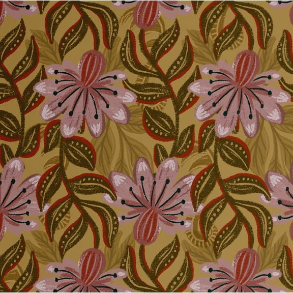 S4Sassy Modern Floral Lily Print Wallpaper - Green Bohemian Walls Covering, 25" x 120" Self-Adhesive Vinyl Wall Paper, Decorative Wallwrap, Easy DIY Walls Covering For Bedroom, Living Spaces